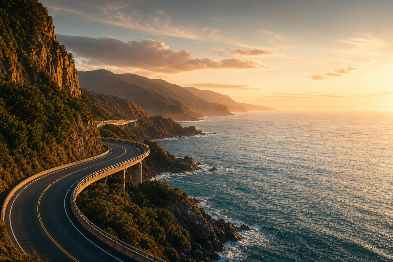 Coastal cliffs at golden hour