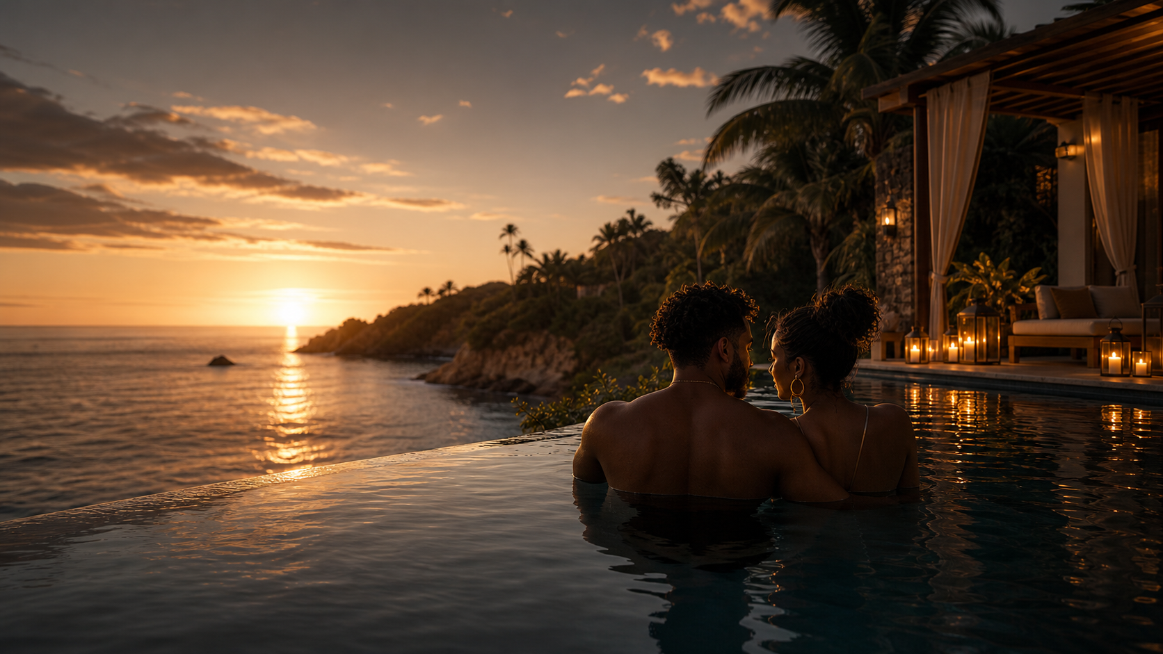 Oceanfront luxury escape at sunset